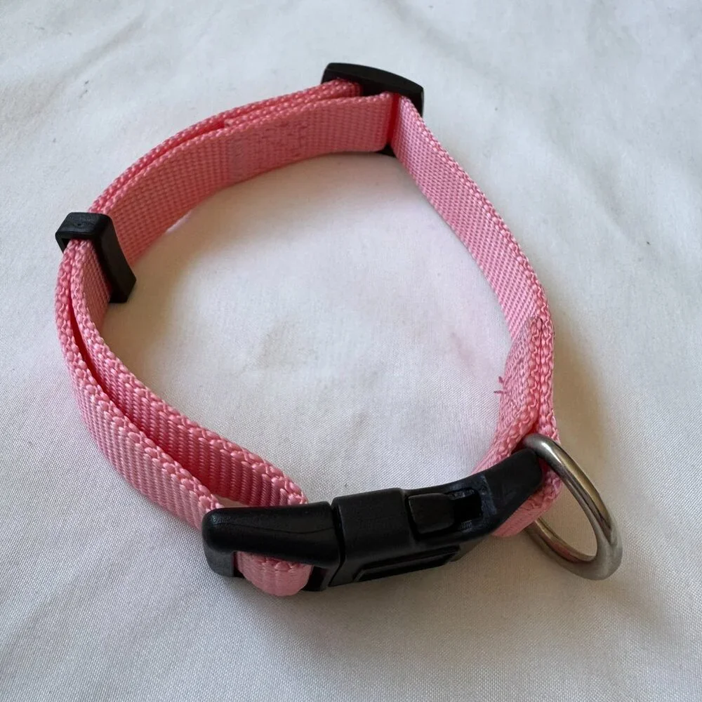NWT Native Pup Basic Nylon Dog Collar, Adjustable for Small Dogs or Puppies Pink